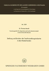 Produktbild: Stellung und Struktur der Textilveredlungsindustrie in den Niederlanden