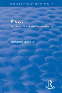 Produktbild: Privacy: Studies in Social and Cultural History