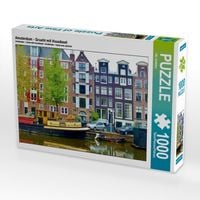 Produktbild: CALVENDO Puzzle Amsterdam - Gracht mit Hausboot | 1000 Teile Lege-Gr&ouml;&szlig;e 64x48cm Foto-Puzzle f&uuml;r gl&uuml;ckliche Stunden