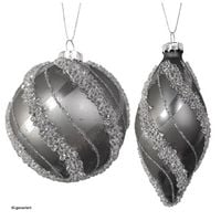 Produktbild: HTI-Living HTI-Living Weihnachtskugeln 2er Set Silber Glitzer