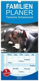 Produktbild: Familienplaner 2027 - Tierische Schweinerei mit 5 Spalten (Wandkalender, 21 x 45 cm) CALVENDO
