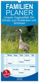 Produktbild: Familienplaner 2026 - Unsere Vogelvielfalt: Ein Schatz zum Entdecken und Sch&uuml;tzen mit 5 Spalten (Wandkalender, 21 x 45 cm) CALVENDO