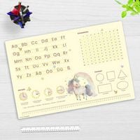 Produktbild: Cover-your-desk Schreibtischunterlage f&uuml;r Kinder Lernunterlage Einschulung, Einhorn Optik, ABC, 1x1, Uhrzeiten, aus hochwertigem Vinyl, 60 x 40 cm