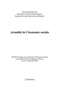 Produktbild: Actualite de l'economie sociale - xxviiie journees de l'asso