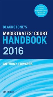 Produktbild: Edwards, A: Blackstone's Magistrates' Court Handbook 2016