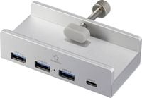 Produktbild: Renkforce RF-6690354 USB-Hub 3+1 Port USB-A, USB-C&reg; USB 3.1 Gen1 5 GBit/s mit Aluminiumgeh&auml;use Silber RF-ACHB-350