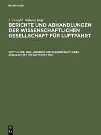 Produktbild: Jahrbuch der Wissenschaftlichen Gesellschaft f&uuml;r Luftfahrt 1926