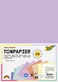 Produktbild: Folia Tonpapier PASTELL, DIN A4, 100 Blatt in 10 Farben sortiert