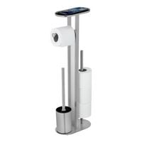 Produktbild: Stand WC-Garnitur Mod. Orea Edelstahl Matt, mit Ablagefl&auml;che und Ersatzrollenhalter
