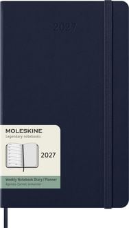Produktbild: Moleskine 12 Monate Wochen Notizkalender 2027, Large/A5, 1 Wo = 1 Seite, rechts linierte Seite, Fester Einband, Saphir