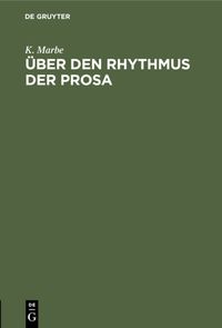 Produktbild: &Uuml;ber den Rhythmus der Prosa
