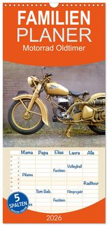 Produktbild: Familienplaner 2026 - Motorrad Oldtimer mit 5 Spalten (Wandkalender, 21 x 45 cm) CALVENDO