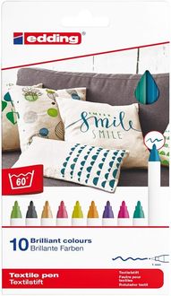 Produktbild: edding 4600 Textilstifte TEXTILE PEN 1mm 10er Set Rundspitze