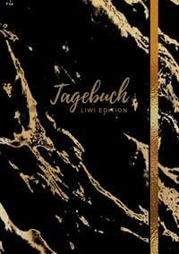 Produktbild: Tagebuch - A5 liniert - 100 Seiten 90g/m&sup2; - Soft Cover - Motiv "Marmor gold auf schwarz