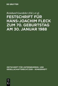 Produktbild: Festschrift f&uuml;r Hans-Joachim Fleck zum 70. Geburtstag am 30. Januar 1988