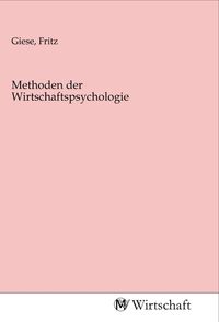 Produktbild: Methoden der Wirtschaftspsychologie
