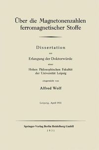 Produktbild: &Uuml;ber die Magnetonenzahlen ferromagnetischer Stoffe