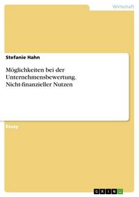 Produktbild: M&ouml;glichkeiten bei der Unternehmensbewertung. Nicht-finanzieller Nutzen