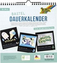 Produktbild: Folia Dauerkalender mit Spiralbindung 220g/m&sup2;, 23x24cm, Papier schwarz, Druck silber