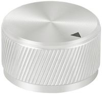 Produktbild: TRU COMPONENTS TC-11613820 Drehknopf mit Knopfmarkierung Silber (&Oslash; x H) 30 mm x 17 mm Aluminium 1 St.