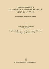 Produktbild: Pr&auml;zisions-Me&szlig;verfahren zur Bestimmung des elektrischen Leitverm&ouml;gens geschmolzener Salze