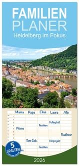 Produktbild: Familienplaner 2026 - Heidelberg im Fokus mit 5 Spalten (Wandkalender, 21 x 45 cm) CALVENDO