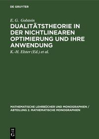 Produktbild: Dualit&auml;tstheorie in der nichtlinearen Optimierung und ihre Anwendung