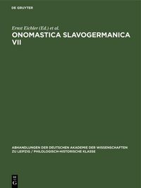 Produktbild: Onomastica Slavogermanica VII