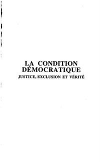 Produktbild: La Condition Democratique