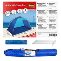 Produktbild: Idena Automatik Strandzelt UV40+ mit Tragetasche blau/t&uuml;rkis 190x100x110cm
