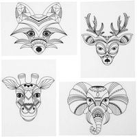 Produktbild: Creativ Company Plastikschrumpfplatten mit Motiven, Wilde Tiere, Blatt 10,5x14,5 cm, Dicke 0,3 mm, Matt transparent, 4 Blatt