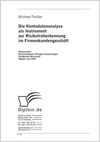Produktbild: Die Kontodatenanalyse als Instrument zur Risikofr&uuml;herkennung im Firmenkundengesch&auml;ft