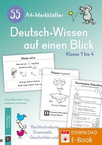 Produktbild: 55 A4-Merkbl&auml;tter Deutsch-Wissen auf einen Blick - Klasse 1 bis 4