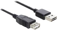 Produktbild: Delock USB-Kabel USB 2.0 USB-A Stecker, USB-A Buchse 1.00 m Schwarz beidseitig verwendbarer Stecker, vergoldete Steckkontakte, UL-zertifiziert 83370