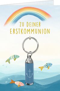 Produktbild: Gru&szlig;karte m.Taschenlampe blau - Zu deiner Erstkommunion