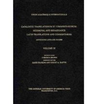 Produktbild: Catalogus Translationum Et Commentariorum, Volume 9
