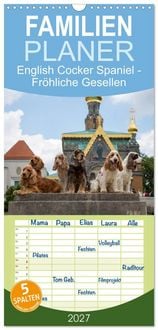Produktbild: Familienplaner 2027 - English Cocker Spaniel - Fr&ouml;hliche Gesellen mit 5 Spalten (Wandkalender, 21 x 45 cm) CALVENDO