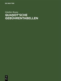 Produktbild: Quandt&rsquo;sche Geb&uuml;hrentabellen