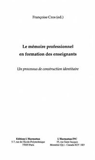 Produktbild: Le Memoire Professionnel En Formation des Enseignants