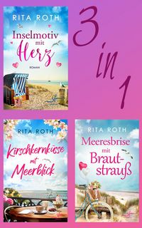 Produktbild: Inselmotiv mit Herz, Kirschkernk&uuml;sse mit Meerblick & Meeresbrise mit Brautstrau&szlig;