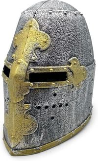 Produktbild: BestSaller 1422 - Kinder-Ritterhelm Topfhelm, Kunststoff, Silber/Gold