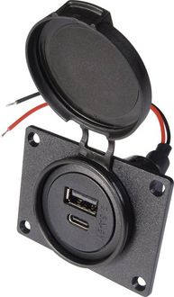 Produktbild: ProCar Power USB C/A Doppelsteckdose Belastbarkeit Strom max.=3.6A 12 V, 24V