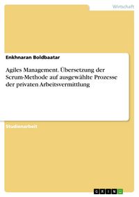 Produktbild: Agiles Management. &Uuml;bersetzung der Scrum-Methode auf ausgew&auml;hlte Prozesse der privaten Arbeitsvermittlung