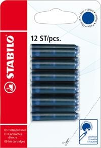 Produktbild: STABILO Patronen zum Nachfüllen - Tintenpatrone - Schreibfarbe blau (löschbar) - 12er Pack