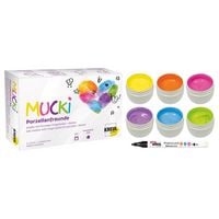 Produktbild: MUCKI Porzellanfreunde Set mit Porzellan-Fingerfarben + Marker, 6 x 50ml
