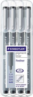 Bild vom Artikel Staedtler 308 WP4 308 WP4 Fineliner 4 St./Pack. Schwarz 0.1 mm, 0.3 mm, 0.5 mm, 0.7mm 1St. vom Autor 