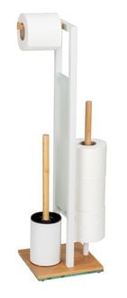 Produktbild: Stand WC-Garnitur Mod. Rivalta, bambus/wei&szlig;, Sicherheitsglas, 18x70x23 cm, mit Toilettenpapierhalter