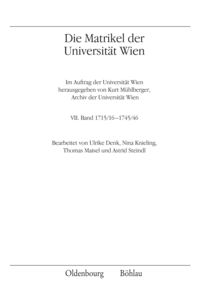 Produktbild: Die Matrikel der Universit&auml;t Wien