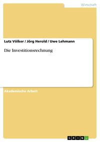 Produktbild: Die Investitionsrechnung