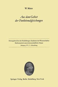 Produktbild: Aus dem Gebiet der Funktionalgleichungen